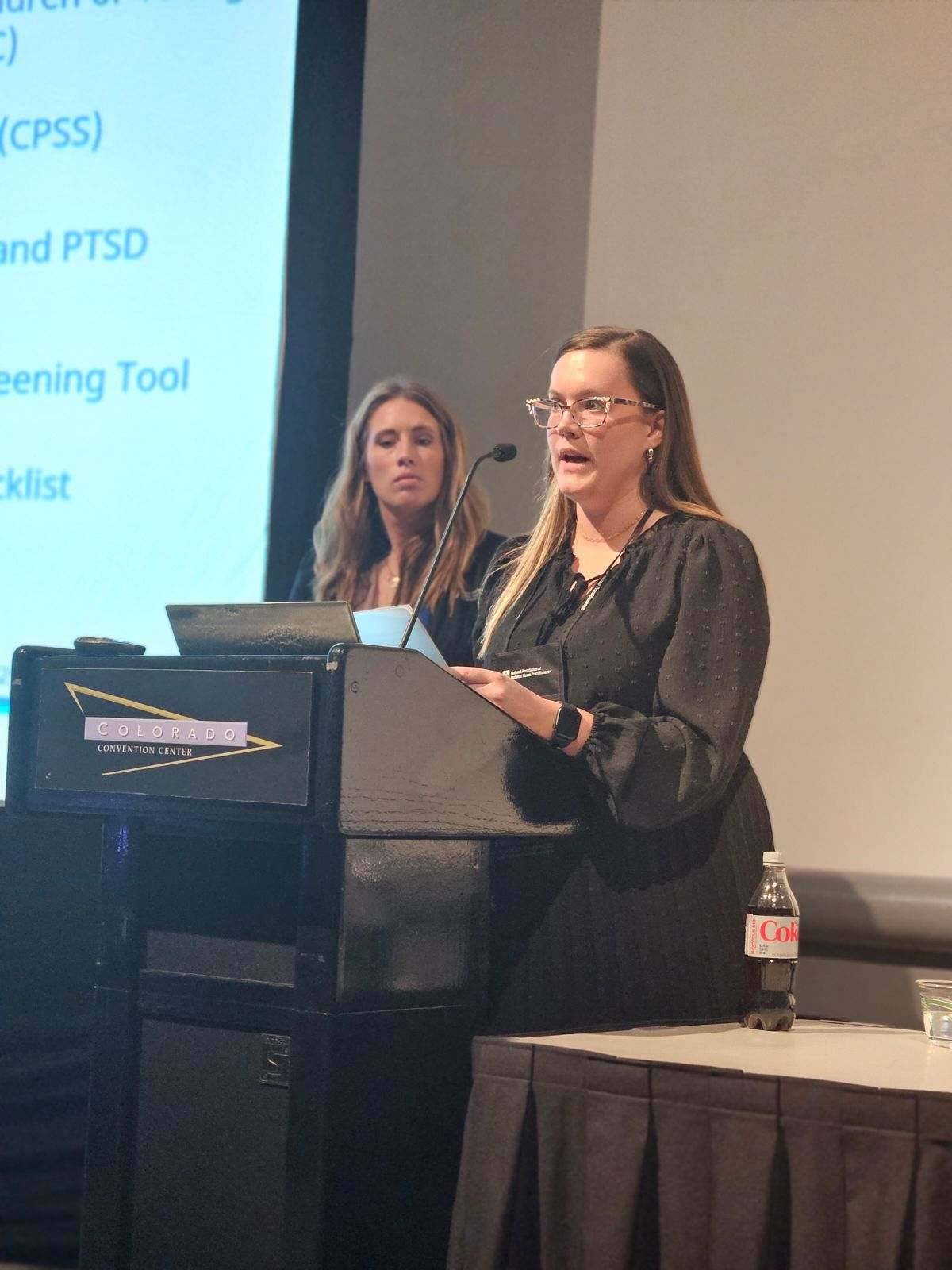 Student E. Buchele presentating at conference